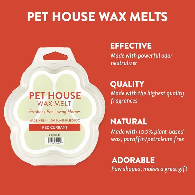 Pet House Red Currant Scented Wax Melts - Long-Lasting Plant Based Soy Wax Melts Pet Friendly Pack of 2