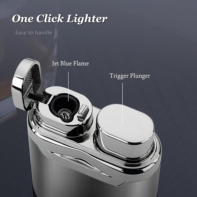 HONEST Torch Lighter Butane Windproof Lighter Mens Gifts Lighter for Candle Camping Family Use (Carbon)