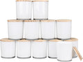 Thick Candle Jars for Making Candles 12 Pcs, 14 OZ Empty Jars with Wood Lids for Candle Making, Sample Container, Inner White