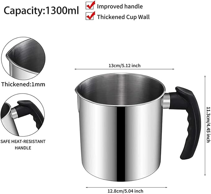 Yiodauh Candle Making Kit Complete Candle Making Kit Stainless Steel Pouring Jar Wicks Stickers and Holders for DIY Crafts and Gifts(900ml kit)