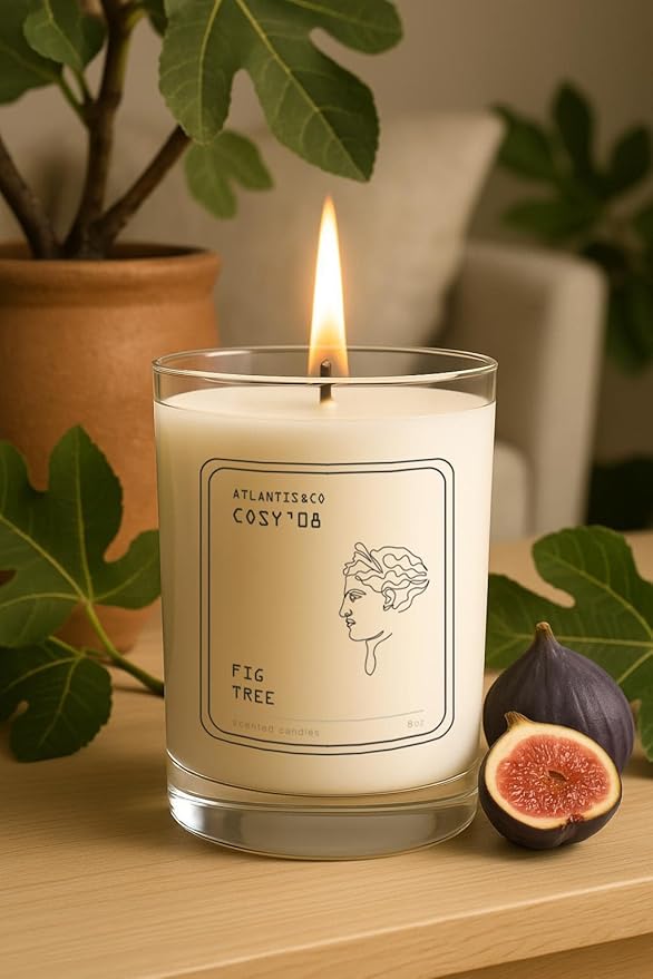 Fig Tree Scented Candle, 8oz Jar with Long-Lasting Burn, Giftable, Holidays,Birthdays