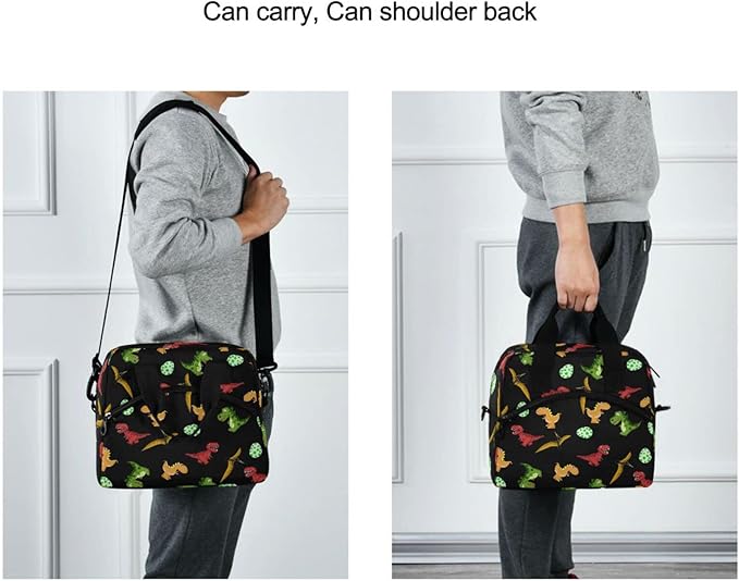 CBBYY Dinosaurs Lunch Bags for Women Men,Reusable Insulated Lunch Box, Adjustable Shoulder Straps Tote Lunch Bag for Work Picnic School