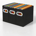 Hanging File Organizer Box, 3 Pack Black Cardboard File Folder Holder for Letter Size, Portable Desk Document Storage with Handles, for Office,Home,School