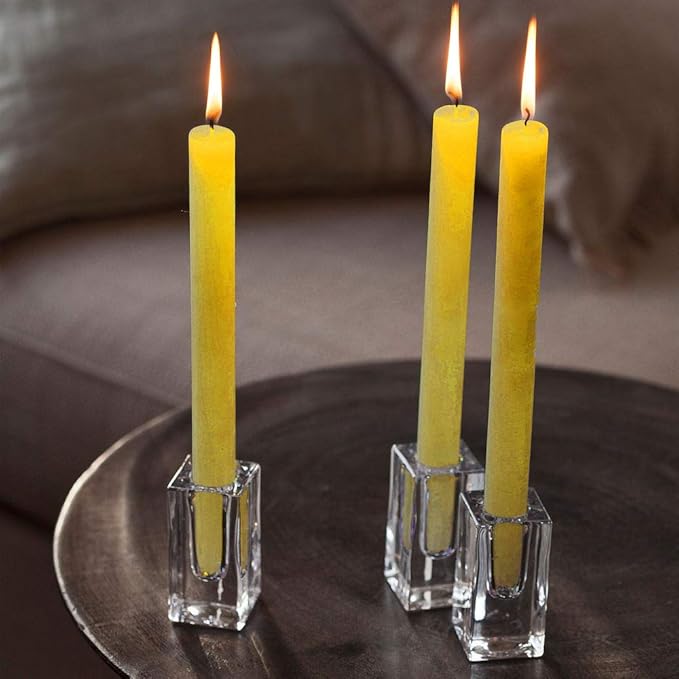 Spaas 12 x 12 Rustic Unscented Household Candles, Paraffin Wax Autumn Yellow, D 21 mm x H 250 mm