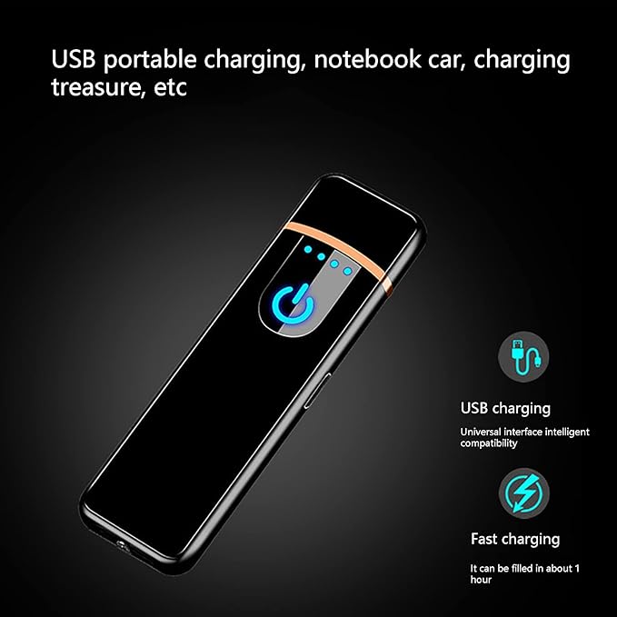 Windproof Electric Lighter, Flameless USB Rechargeable Lighter, Convenient Fast Charging, Double-Arc Ignition, Ideal for Camping, Travel, Hiking, Gift for Men