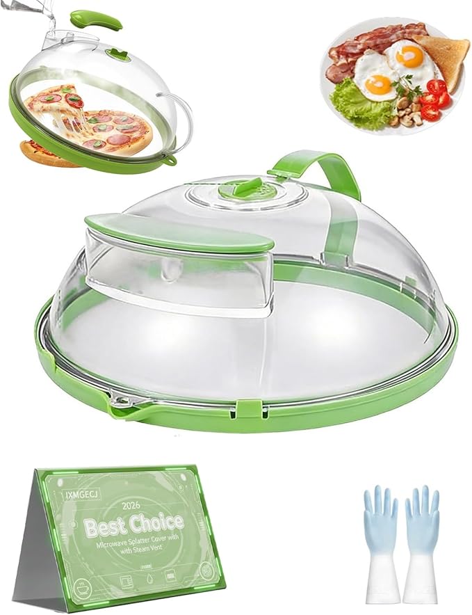 Microwave Splatter Cover Glass Microwave Cover for Food with Water Steamer with Water Steamer Integrated Handle Prevent Food from Drying Dish Bowl Plate Serving Covers Kitchen Gadgets Accessories