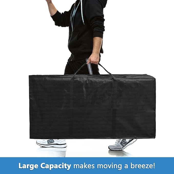 Elsjoy 2 Pack 66 Gallon Extra Large Moving Bags, 45 x 16 x 22 Inch Black XXL Storage Bags with Zippers & Handles, 250L Heavy Duty Over-Sized Storage Tote for Traveling, Moving, Camping