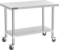 DuraSteel 24x48 NSF Stainless Steel Cart - Heavy Duty Food Prep Table with Undershelf - Rolling Kitchen Island on Wheels for Commercial Restaurant Kitchen, Garage, Outdoor Cooking, BBQ Grill, Counter