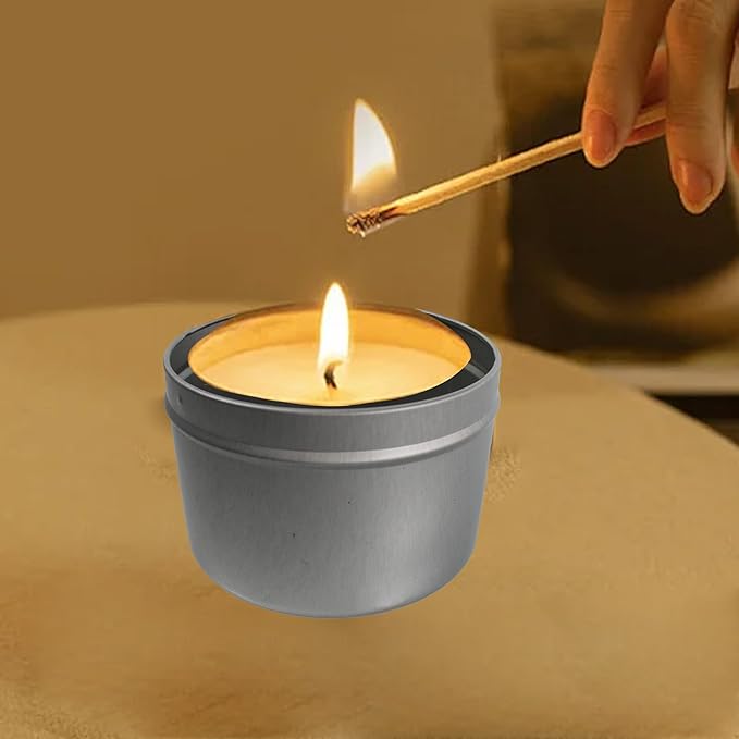 JAKOUE 4 pcs Candle Tins,8oz Metal Tins,Candle Containers for Candle Making,Arts Crafts,Storage Container,Storing Spices,80mm*60mm/3.15"*2.36"