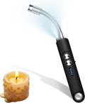 Lighters for Candle,Flameless Plasma Arc Electric Lighter USB C Rechargeable, Long Flexible Neck with Safety Switch for Birthday, Fireplace, Stocking Stuffers Gifts (Black)