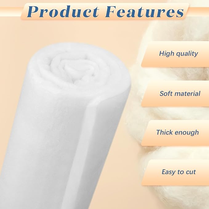 Peryiter 2 Roll Upholstery Quilt Batting 24 Inch x 2 Yard x 1 Inch Polyester Batting Multipurpose Fiberfill Stuffing Fabric for Cushion Pillows Bedspreads Interior Decoration Crafts