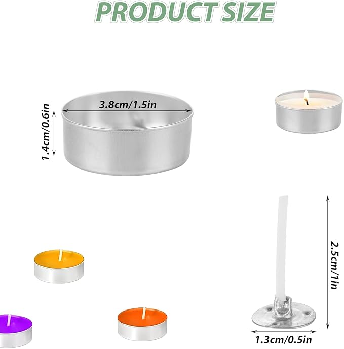 200 Pcs Aluminum Tea Lights Cups, Empty Case Candle Wax Containers, Metal Tea Light Tins with 200 Pcs Candle Wicks, Candle Mold for DIY Candles Making Supplies