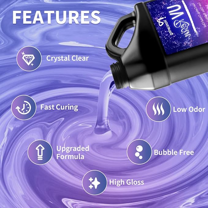 Honcaring UV Resin Bulk 2000g, Hard Type Clear Beginner-Friendly Kit, Upgraded Formula & Crystal Clear for Jewlery Making, Art Craft, 1000g*2 Resin UV Kit for Earring, Pendant, DIY
