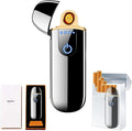 Electric Lighter, Smart Electronic Lighter, Mini USB Rechargeable Lighter Touch Ignition Windproof Flameless Lighter Lightweight Plasma Lighter with Power Indicator for Boyfriends Father Gifts (Black)