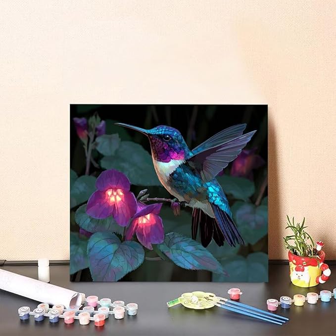 Paint by Numbers Kit for Adults Flower Paint by Numbers Bird DIY Crafts for Adults Canvas Paintings Kits, Hobbies for Women Art With Accessories for Home Wall Decor 32x32 Inch Without Frame 6-90XC