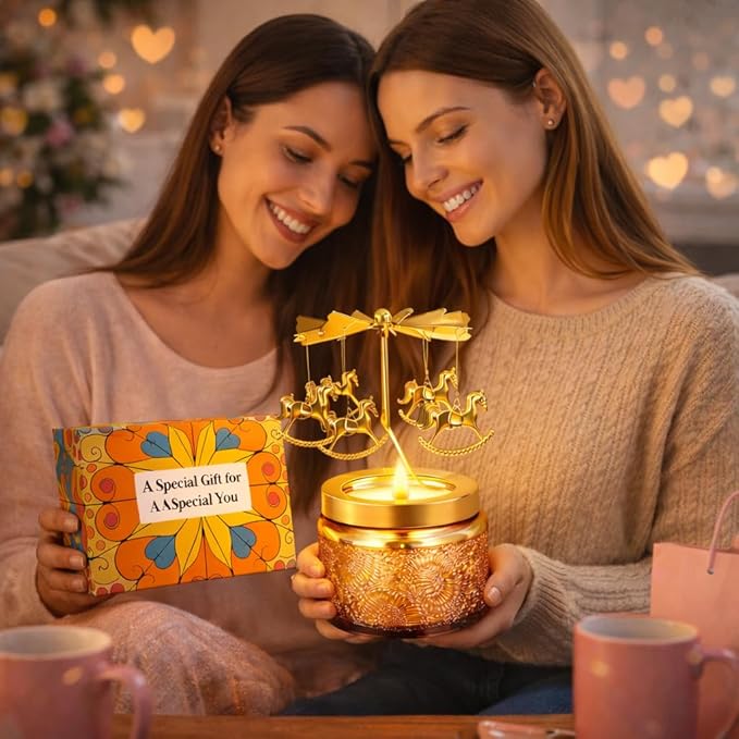 Candle Gifts for Women, Mom, Wife, Girlfriend, Sister, Her, Female Friends, Women Gift for Birthday Unique, Mothers Day Gifts, Anniversary Rotating Candles Gift for Woman (Elephant)