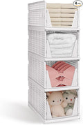 yazi 4XL Stackable Plastic Storage Basket, 4 Packs closet storage bins for clothes sweater organizer for closet Folding closet organizers