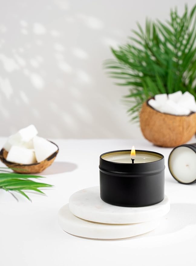 Aroparc Black Tins 4oz, Bulk Making Tins 24 Piece Containers, Jars for Candle Making - Black