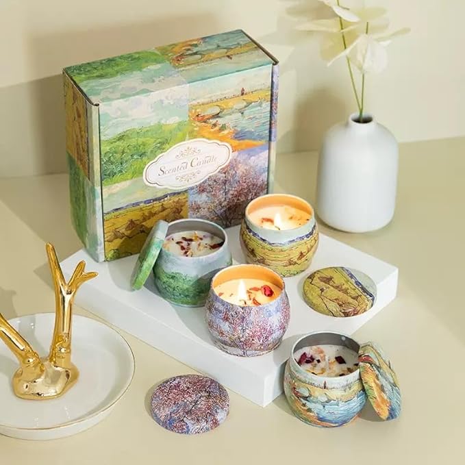 12 Pcs 4oz Candle Tins for Candle Making Empty Candle Tins with Lids Candle Jars Candle Containers Bulk (wicks included)