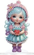 antor 5D Cute Diamond Art Painting Tabletop Ornament Kit, Acrylic DIY Diamond Art Desktop Ornaments Doll Figurine, Special Shaped Crystal Diamond Painting Table Top Home Office Decor
