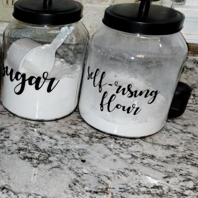 Hyperspace Glass Cookie Jar Food Container with Airtight Black Metal Lid, Large, 2PCS