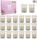 20 Packs Unscented White Votive Candles in Glass, Small 2 Inch Natural Soy Wax Non-Toxic Plain Clean Burning Candles for Wedding Table Home Spa Holidays Party