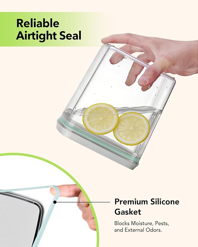 Airtight Food Containers Set with One-Touch Lid, Mixed Size Set (2.8 QT / 2.65 L & 4.2 QT / 4.0 L) with Scoop, Stackable Jars for Complete Kitchen Organization.