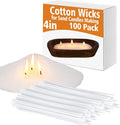 Conelist 100 Pack 4 Inch Cotton Wicks for Sand Candles Making Natural Cotton Candle Wicks, Low Smoke, No Lead and Metal for Candle Making DIY (White)