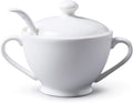 WM Bartleet & Sons 1750 Traditional Porcelain Sugar Bowl with Lid & Spoon – White