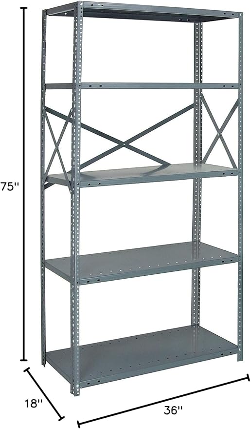 Quantum Storage Systems 75-1836-5 IRONMAN Solid Heavy Duty 5 Shelves 75" H x 36" W x 18" D
