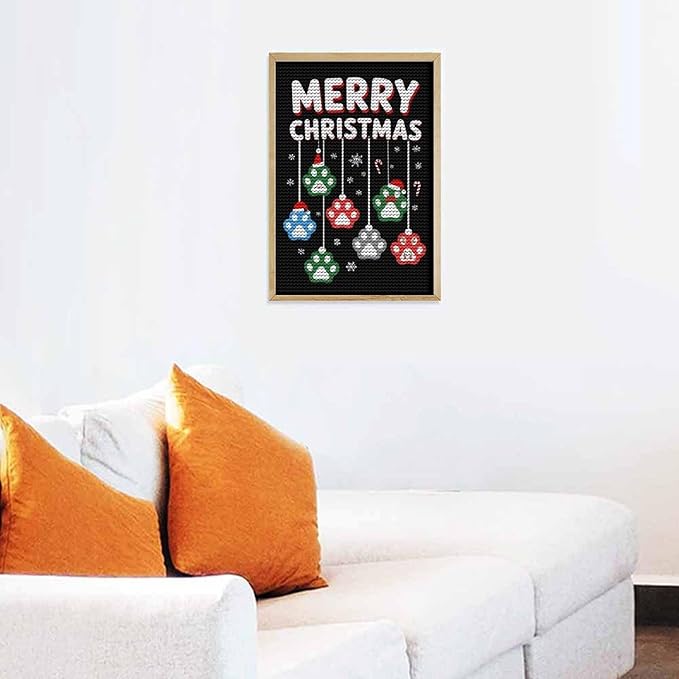 AIVKIEJK Diamond Painting Kits for Adults - Merry Christmas Paw Painting DIY 5D Full Drill Diamond Dots Paintings with Diamonds Gem Art and Crafts Home Decor 8"x12"