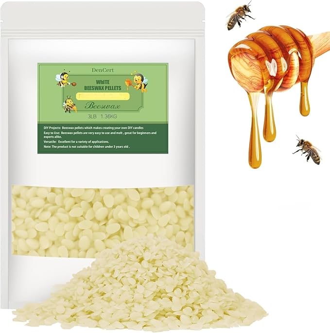 Beeswax Pellets 3LB Beeswax Triple Filtered Beeswax Pastilles for Candle Making Great for DIY Projects (3LB)