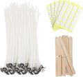 JEAWIWI Candle Wicks for Candle Making, Candle Wick 8 in 100 Pcs with 100 Pcs Wick Stickers and 10 Pcs Candle Wick Holders, Cotton Wick for Soy Wax, Beeswax, Coconut Wax