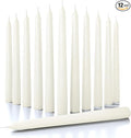 CANDWAX Candle Set of 12 Ivory Taper Candles 8 inch - Dripless and Ideal for Wedding Use - Long Burning and Unscented Candlesticks - Ivory Candles