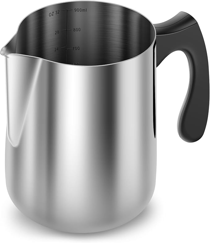 32 oz Stainless Steel Candle Making Pouring Pot, Wax Melting Pouring Pitcher with Insulated Plastic Handle and Dripless Spout for Candle Lover(black)