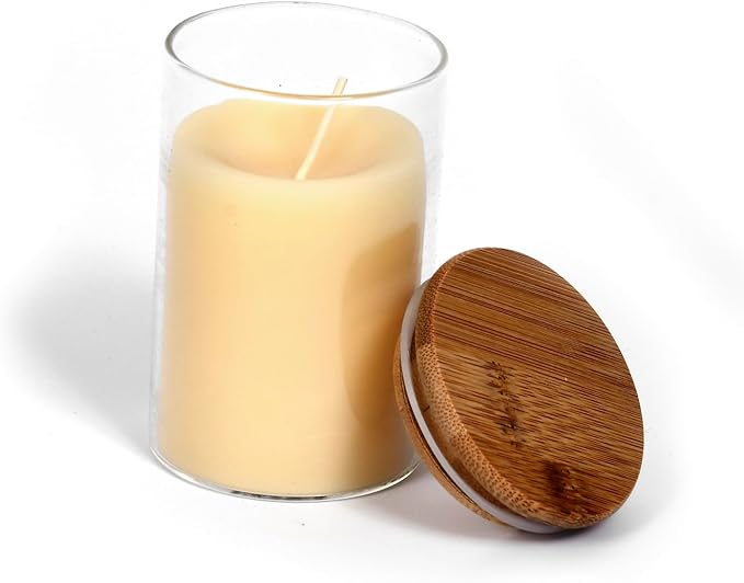 BeeTheLight Beeswax Jar Candle with Cork Lid - Vanilla Honey Aromatherapy Candle - 40 Hours Burn Time - All Natural 100% Pure Beeswax Candle - Handmade Decorative Jar Candle