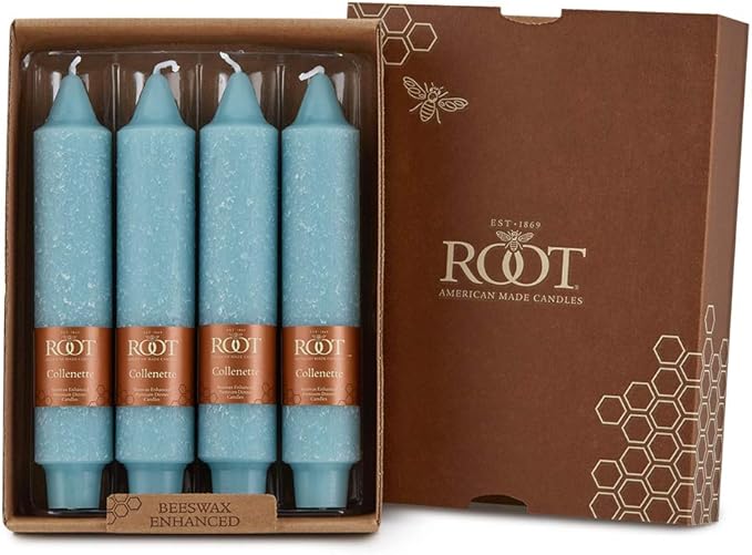 Root Candles Unscented Dinner Candles Premium Beeswax Blend Boxed Candle Set, 7-Inch, Sky, 4-Count