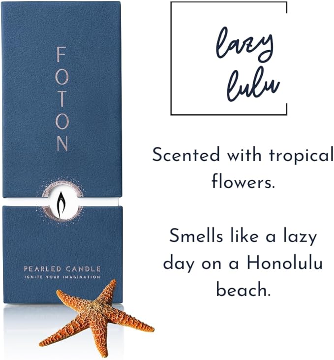 Foton Pearled Candle 18 Oz - Lazy Lulu Tropical Hawaiian Scented Non Toxic Luxury Long Lasting Powder Wax Sand Candles up to 120 Hours - Refillable Pearl Candle Sand with 30 Wicks