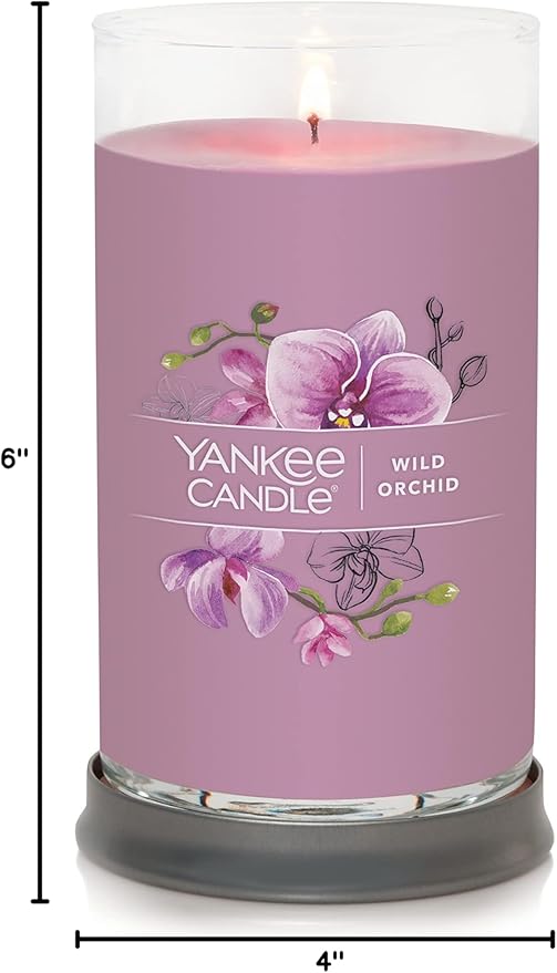 Yankee Candle Medium Pillar Scented Candle with up to 115 Hour Burn Time, Premium Plant Wax Blend for Consistent Burn, 14.25 oz Pillar Candle with Room Filling Fragrance, Wild Orchid
