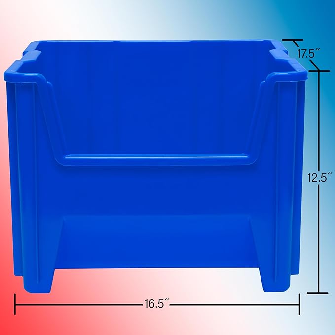 Akro-Mils 13018 Stak-N-Store Heavy Duty Stackable Open Front Plastic Storage Container Bin, (17-1/2-Inch x 16-1/2-Inch x 12-1/2-Inch), Gray, (2-Pack)