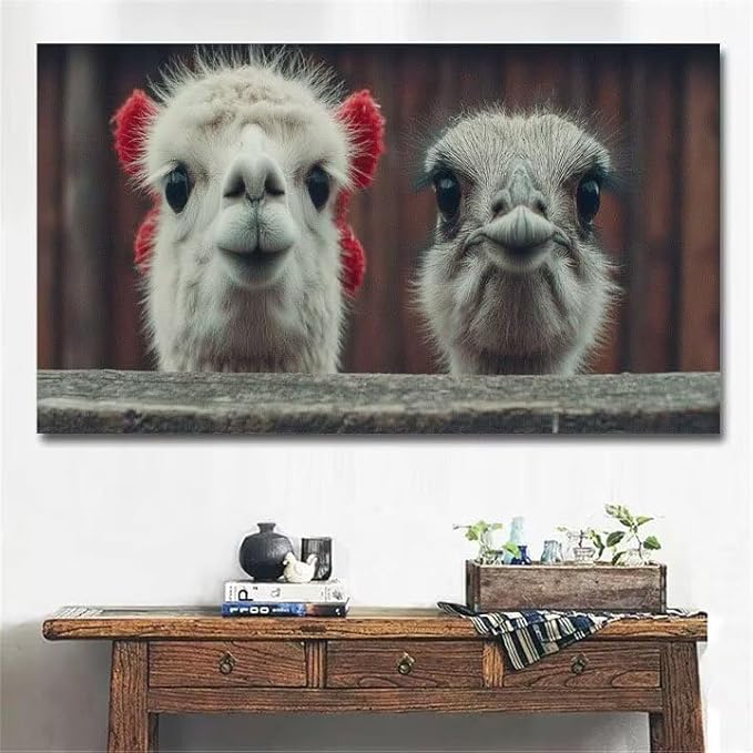 Paint by Numbers Kit for Adults Alpaca Painting by Numbers Ostrich DIY Kits for Adults Canvas Painting Crafts, Hobbies for Women Beginner for Home Wall Decor Art Gifts Without Frame 32x64Inch 5-E341