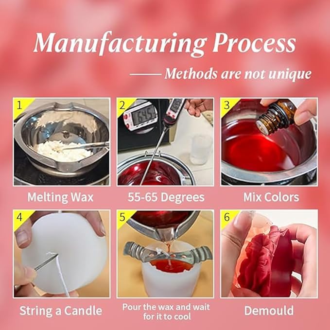9 Piece Set of Hibiscus Rose Tulip Heart Shape Candle soap Wax Mold Valentine's Day Silicone Butter Candle Chocolate Making Mold Silicone Shape