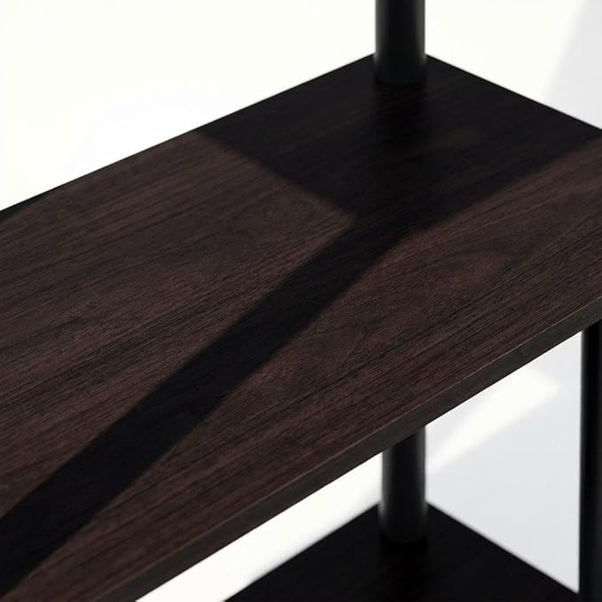 Furnifact Dark Walnut Bookcase with Sturdy Wood Construction, Spacious Storage, Elegant Design, Suitable for Living Room, Office, or Bedroom Use