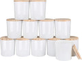 SHOWIN Thick Candle Jars for Making Candles 12 Pcs, 14 OZ Empty Jars with Wood Lids for Candle Making, Sample Container, Glossy White
