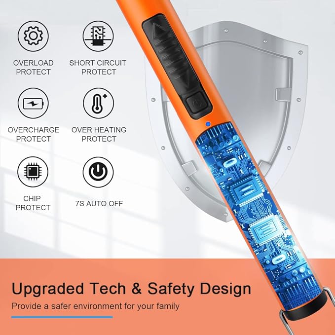 SUPRUS Fluorescent Lighter Glows in The Dark 360°Flexible Neck USB Rechargeable Windproof Triple Safety for Candle Cooking BBQ in Party (Orange)