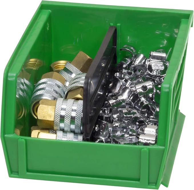 Akro-Mils 30210 AkroBins Plastic Storage Bins, Space-Saving Stackable Bins for Garage, Pantry, Craft Organization, 5" x 4" x 3", Green, 24-Pack
