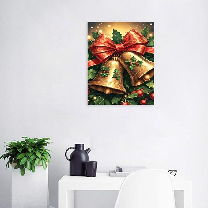 QZOTRXI Christmas Bells Paint by Numbers Kits for Adults,Christmas Paint by Number for Beginner,Easy Winter Canvas Paint by Numbers for Home Wall Decoration UNFRAMED 20x16 inch