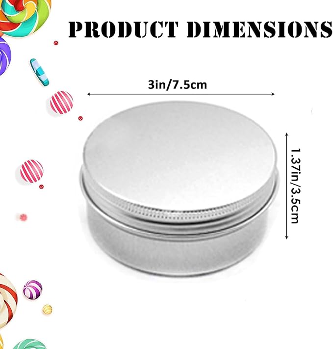 48 Pack 4 oz Aluminum Tin Metal Round Tins Screw Lid Round Cans Salve Containers Metal Candle Storage Jars Travel Cans for Crafts, Food Storage, DIY(Silver)