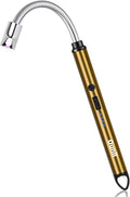 Ounil Electric Lighter Candle lighters USB Rechargeable Type-C Windproof Flameless arc Lighter LED Battery Display, Suitable for Light Candle Firework BBQ Camping (Gold
