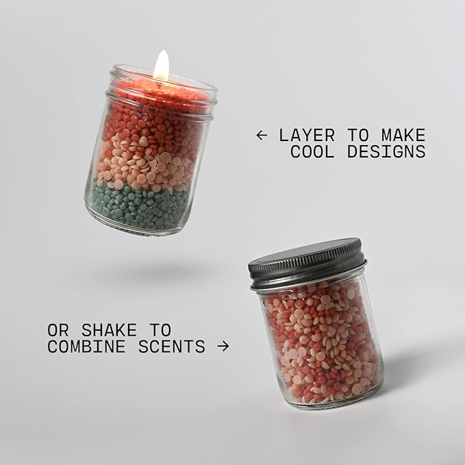 Milkhouse Company Candle Fall DIY Candle Kit - Apple Strudel | Brown Butter Pumpkin | Caramel Corn Scented Wax Beads - 3 Bags of Scented Beads & 3 Wicked Jars with Lids, Made in the USA